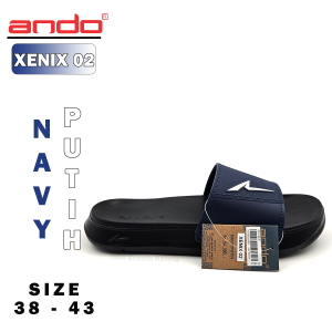 Sandal Anak Remaja Laki Laki – Sandal Pria Dewasa – ANDO – XENIX 02 – Size 38-43 – Slip On – Slop - Casual Navy Putih