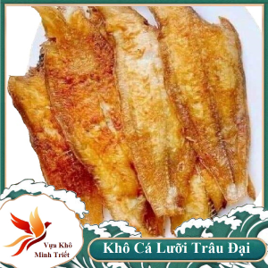 Khô Cá Lưỡi Trâu Siêu Lớn - có thể chiên vừa chín ăn kèm với rau thơm ngon.(Cá Bơn Cá Lưỡi Bò) - Đặc Sản Minh Triết( 500g 200gr)