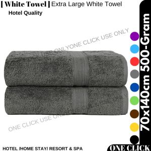 Elegant Hotel-Grade 100% Cotton Bath Towel Set - XXL Grey 70x140cm & 90x180cm - Soft & Absorbent