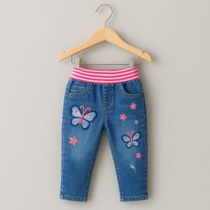 celana anak perempuan motif bordir kupu usia 1-12tahun bawahan anak jeans strech premium