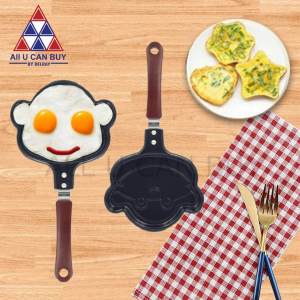Am Ali Mall กระทะ กระทะทำแพนเค้ก กระทะทอดไข่เจียวไข่ดาว ทำแพนเค้กรูปการ์ตูน แม่พิมพ์ทำขนม เครื่องครัว อุปกรณ์ประกอบอาหาร กะทะจิ๋ว (สี chacoal)