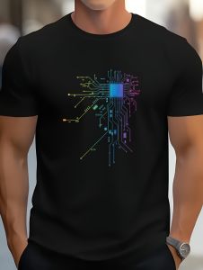 Mens Summer T-Shirt Circuit Board Cpu Graphic T-Shirt Vibrant Geometric Design Tech Enthusiast Short Sleeves Clothes for Men