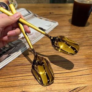 TikTok Korean Delicate Hyper Silver Spoon -Dining Fest Essential Serving Utensils Stainless Steel Cake Dessert Coffee Tableware 1pc