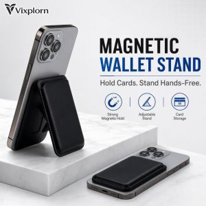 Magnetic Magsafe Card Wallet Phone Holder Stand Vegan Leather Slim Pocket Cover For Iphone 16 15 14 13 12 11 Pro Max Plus