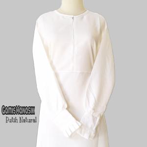 Mawar Fashion - Gamis Putih Natural Balotelli Perempuan / Gamis Manasik Ibu Ibu /  Gamis Jumbo