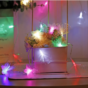 SG Seller Christmas Decoration Lights 3.5M LED Moon and Star Fairy Curtain Mini Fiber Optic Flower Lights Garland Led String Fairy Lights For Christmas Decoration