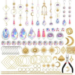 Kirilgu Pack of 200 Suncatchers Craft Set Sun Catchers Craft Set with Hooks Chain Crystal Z1H5K