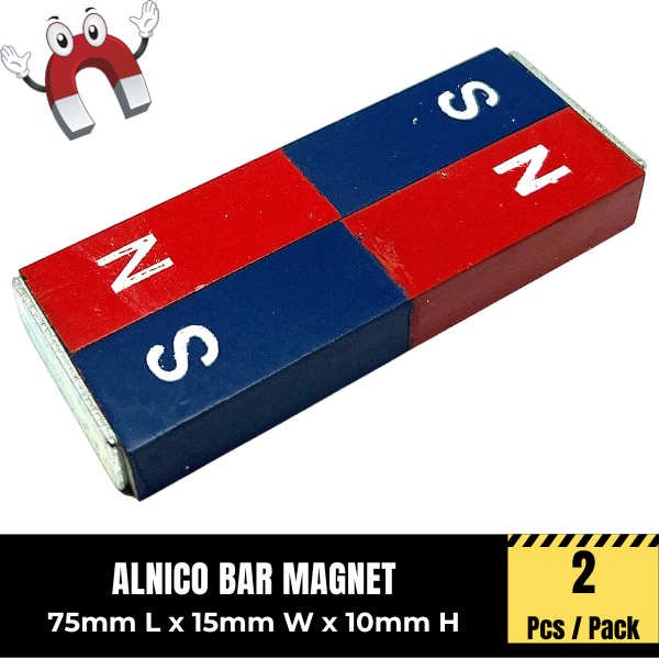 2 Pcs Alnico Bar Physics Science Permanent Strong ( 75mm L x