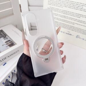 For Samsung Galaxy Z TriFold Case Hard PC Transparent Double middle hinge Ring Stand Protective Back Cover For Z TriFold Shell
