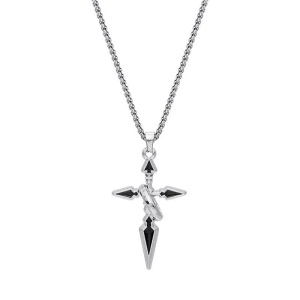Fashion Cross Necklace Handmade Chain Valentines Day Gift Retro Style Stainless Steel