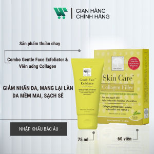Combo New Nordic Gentle Face Exfoliator [75ml] & Viên uống Skin Care Collagen Filler [60v]: Giảm nhăn da giúp da mềm mại sạch sẽ.