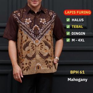 Batik Pria Lengan Panjang Lapis Furing Katun Ukuran Standard Jumbo Warna Burgundy Batik Ambari BPH 64