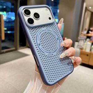 Cooling Heat Dissipation Magnetic Phone Case For iPhone 18 17 16 15 14 13 Pro MaxBreathable Back Cover For Magsafe Funda