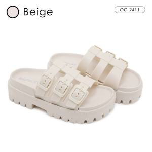 OCTAVIA Sandal Slide Slip On Wedges Wanita Triple-Straps #OC-2411 (FREE BOX)