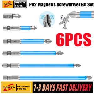 6-Piece Magnetic Anti-Slip Screwdriver Bits 1/4 inch Hex Shank PH2 Phillips Screw Head 25-150mm Long Electric Cross Drill Bit Set