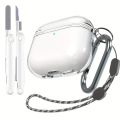 Mới Rõ Ràng Trường Hợp Đối Với 2024 Airpods 4 Với khử tiếng ồn chủ động Chống Vàng Trong Suốt Bìa Với Dây Buộc Cho Apple Airpod 4 Với Bộ Làm Sạch. 