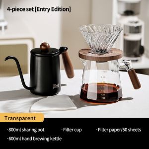 BINCOO Coffee Dripper Set Hand Brew Coffee Pot Set Professional Coffee Utensils Set For Home Outdoor Office 800ML