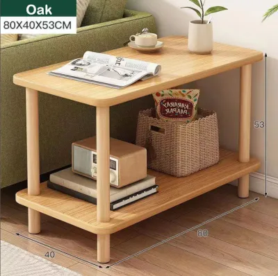 Nordic Style Sofa Side Table Double-layer Living Room Modren Corner Coffee Tea Table Locker Bedroom Small Simple Bedside Table Shelving