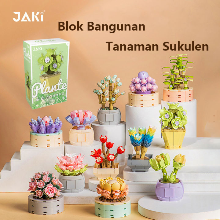 Pot Sukulen Bunga DIY Lego / Mainan Kreatif Ruang Dekorasi Buket / Tanaman Kehidupan Abadi Hadiah Gadis / Partikel Kecil Blok Bangunan