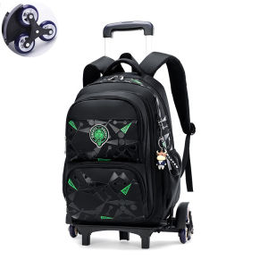 New Middle School Student 6-wheel Trolley School Bag Waterproof Wear-resistant Capacity Backpack Detachable