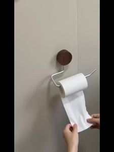 Solid Wood Toilet Paper Roll Holder Bathroom  Roll Paper Storage Rack No-drill Installation Self Provided Adhesive Is Required