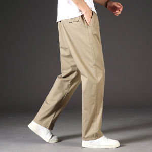 Mens Casual Cargo Pants Loose Fit Spring Autumn Mens Cotton Trousers Sports Many Pockets Wide Leg Straight Pants