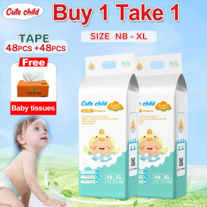Cute Child 【Buy 1 Take 1】Free Gifts Tissue Baby Diapers NB - XL Skin Friendly Disposable Diapers Pants Breathable Diapers Large Water Absorption Capacity
