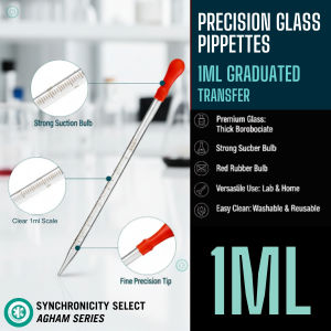 Glass Pipettes Graduated Dropper 0.5ml 1ml 2ml 3ml with Rubber Caps for Transfer Liquid Essential Oil / Chemicals - Synchronicity Agham Series