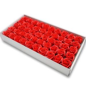LYMEDIA 50Pcs Handmade Soap Rose Flower Realistic Floral Wreath Making Foam Rose Creative Three Layer Rose DIY Flower Head Wedding Decor