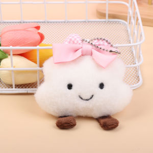 YAFEN Kawaii Bow Clouds Plush Keychain Cute Sweet Cloud Stuffed Doll Keyring Bag Pendant Backpack Hanging Decoration Key Accessories