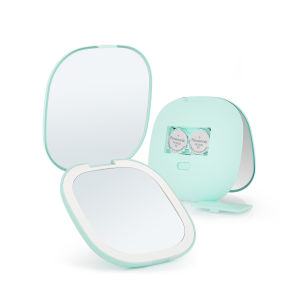 Cross-border hot led Portable Folding Handheld Cute Pocket Makeup Mirror with Light for Illumination