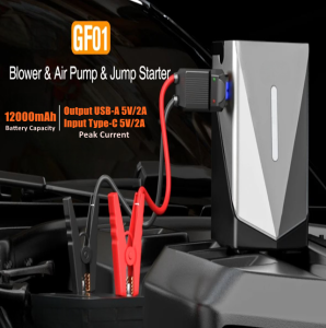 GF01 Heavy Duty Car Jump Starter 8000mAh/12000mAh Battery Capacity Outdoor Emergency Power Bank with Air Pump