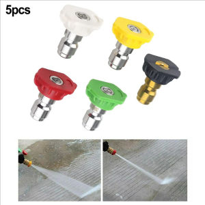 Bộ 5 Béc Phun - Đầu Béc Gắn Súng Xịt Rửa Xe Áp Lực Cao Ren Nối Nhanh 1/4 Inch Chất Lượng Cao