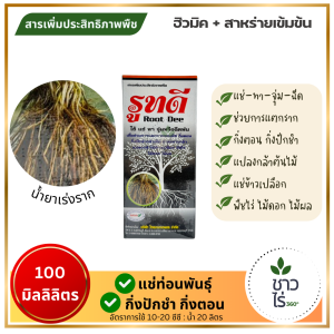 รูทดี 100 มิลลิลิตร น้ำยาเร่งราก แช่ ทา จุ่มหรือฉีดพ่น ช่วยการแตกรากของพืช กิ่งตอน กิ่งปักชำ กล้วยไม้ ถากเพาะกล้า แปลงกล้าไม้ ข้าวเปลือก พืชไร่ ไม้ดอก ไม้ผล พืชทุกชนิดรากแข็งแรง รากงอกเร็ว