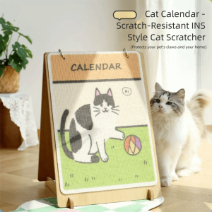 GUTUN ถอดออกได้ แผ่นขูดแมว ขาตั้งไม้ ทนทานต่อการสึกหรอ ที่ลับเล็บแมวแบบปฏิทิน สะดวกสบาย ยืนอย่างอิสระ ที่บดเล็บแมว ภายใน