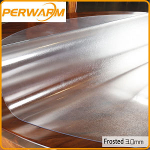 (3mm Frosted Round)Thick Crystal Frosted Table Protector for Dining Room Table Plastic Protective Table Pad Kitchen Wood Grain Vinyl Tablecloth Cover