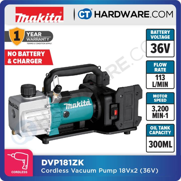 MAKITA DVP181ZK CORDLESS VACUUM PUMP 18VX2 113L/MIN MOTOR SPEED 3200MIN