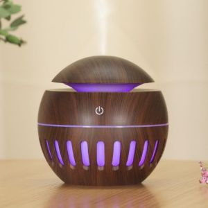 130ML 7LED Mini Humidifier with Essential Oil Diffuser Aroma Air Purifier Home Office Wood Grain