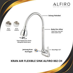 Kran Air Flexible Sink Alfiro 002 CH Keran Kran Air Fleksibel Angsa Sink Wastafel Tembok