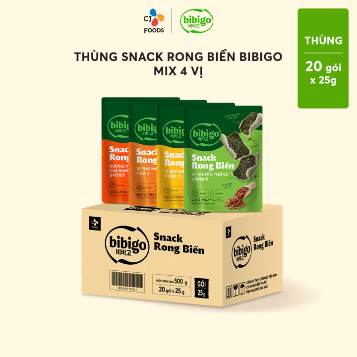 [Đơn 689k tặng 1 bộ Seventeen] Thùng 20 gói Snack rong biển Bibigo vị ...