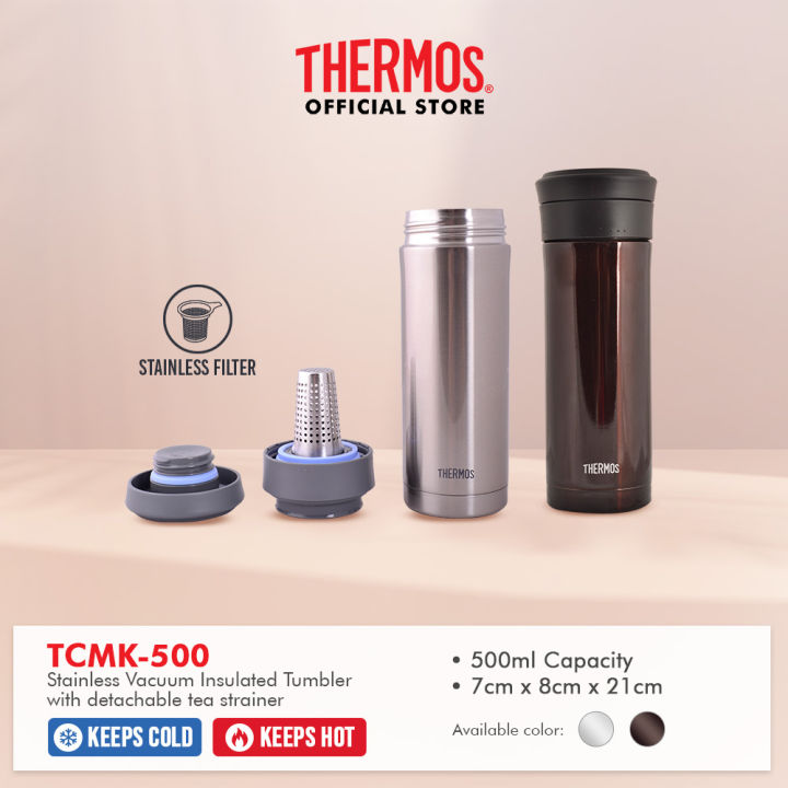 Thermos® Water Bottle TCMK-500 Stainless Vacuum Insulated Tumbler with detachable tea strainer 500ml Lazada PH
