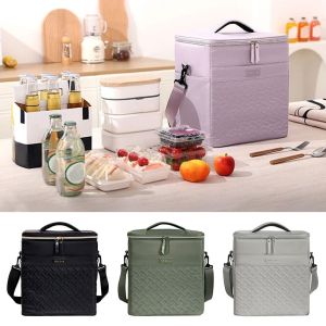 GOLDVAULT Insulated Lunch Box One-shoulder Large Capacity Cooler Bag Stain-resistant Reusable Mommy Bag for Picnic