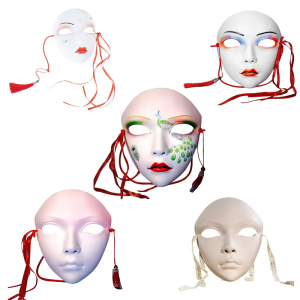 Hand Painted Mask Halloween Cosplay Mask Masquerade Mask Full Face Mask Chinese Traditional Mask for Women Stage Play