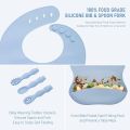 Baby Weaning Set, Silicone Baby Feeding Set(10 Pcs), Toddler Weaning Set with Adjustable Bib, Suction Bowl, Plate, Fork, Spoon, Water & Snack Cup Kit, Baby Led Weaning Kit for Babies and Kids. 