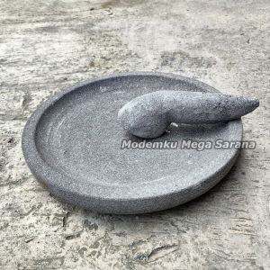 Cobek Batu Asli Jumbo Besar Original Cowek Coek Coet Cowet - 34 cm