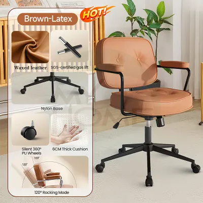 MYHOME Computer Chair Office Chair Ergonomic Study Chair Gaming Chair Oil Wax Leather