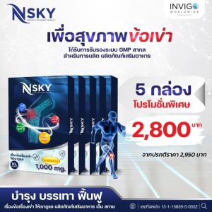 (ของแท้) Nsky เอ็นสกาย อาหารเสริมกระดูกและข้อ อาหารเสริมข้อเข่าเสื่อม เก๊าท์ - 5 กล่อง