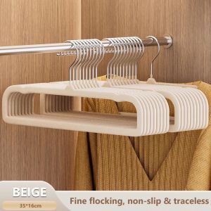 10pcs Non Slip Flocked Hanger Multifunctional Clothes Hanger Pants Hanger Trousers Hanger Storage Hanger