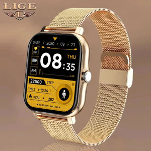 LIGE Đồng hồ nam màn hình màu 1.69 inch cảm ứng thông minh chống nước theo dõi thể dục bluetooth gọi điện cho Android iOS + hộp