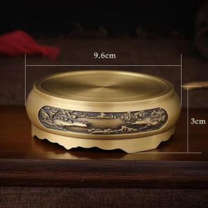 招财 米缸 黄铜底座  送五帝钱 fengshui风水 Incense Burner Base Brass Base Tea Cup Incense Burner Buddha Statue Base Pure copper base